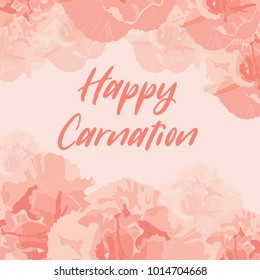 Pink carnation frame. Floral background. 