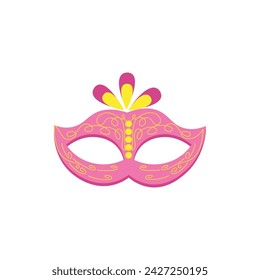 Pink carnival mask on white background