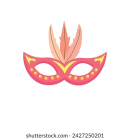 Pink carnival mask on white background