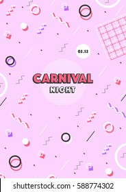 pink carnival poster. abstract 80s, 90s style retro background with place for text.