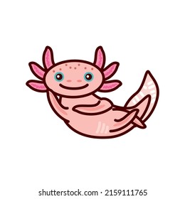 pink cartoon axolotl icon isolated
