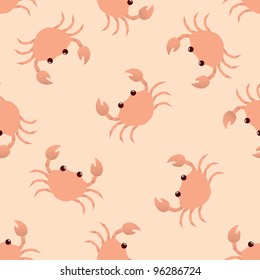 Pink cartoon crabs seamless pattern