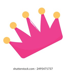 Pink cartoon crown with yellow dots representing royalty, power, and luxury