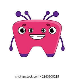 Pink cartoon cute monster or alien. Children's character for games and applications. Vector illustration isolated on white background.