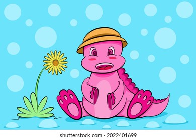 Dibujo de fondo de textura del patrón de dinosaurio de dibujos animados rosados