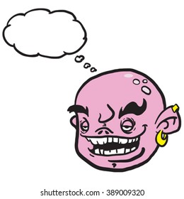 pink cartoon face with thought bubble illustration