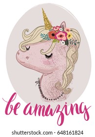 pink cartoon fairytale unicorn