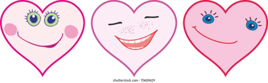 Pink cartoon heart on white background