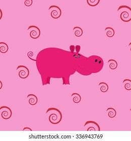 Pink cartoon hippo