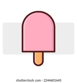 pink cartoon ice cream stick. Sweet food. Vector illustration. Stock image.