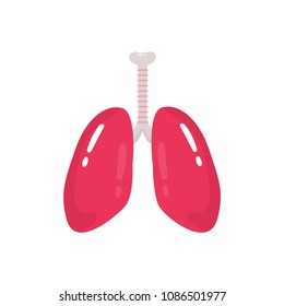 Pink cartoon lungs, flat style
