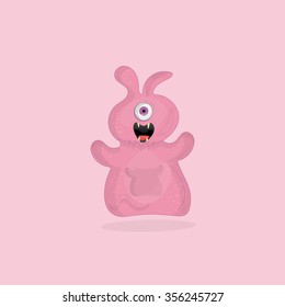 Pink cartoon monster screamin