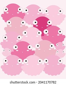 Pink cartoon octopus background image, many of them look cute.