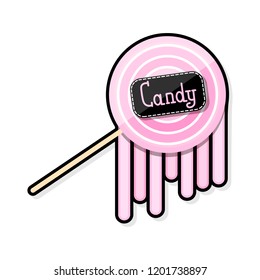 Pink cartoon round Lollipop vector illustration on white background