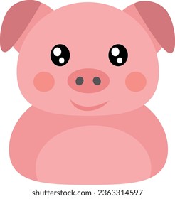 A pink cartoon smiling piglet