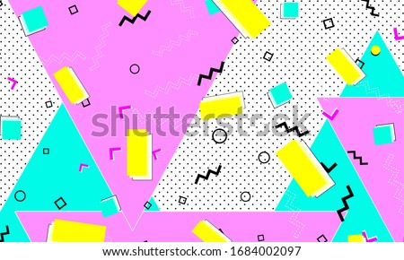 Pink Cartoon Texture. Navy Dot Wallpaper. Line Banner. Trendy Art. Deep Pink Flat Elements. Memphis Fashion. Blue Childish Pattern.