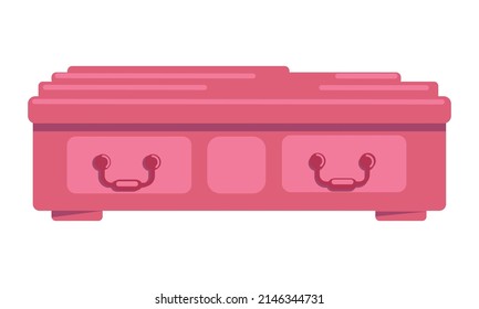 Pink casket semi flat color vector object. Burial container. Full sized item on white. Funeral service. Memorial product. Simple cartoon style illustration for web graphic design and animation
