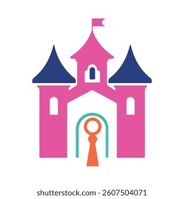 Pink Castle Key Logo Design