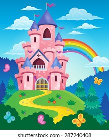 Pink castle theme image 3 - eps10 vector illustration.