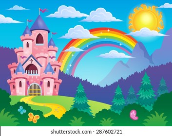 Pink castle theme image 4 - eps10 vector illustration.