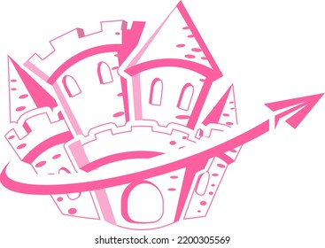 Pink Castle Vector A design that puts forward the theme of adventure, combines the theme of coffee, and inspiration from images of mountains.