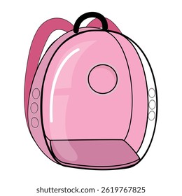 Pink cat backpack carrier with bubble window, modern pet travel accessory, isolated on white background