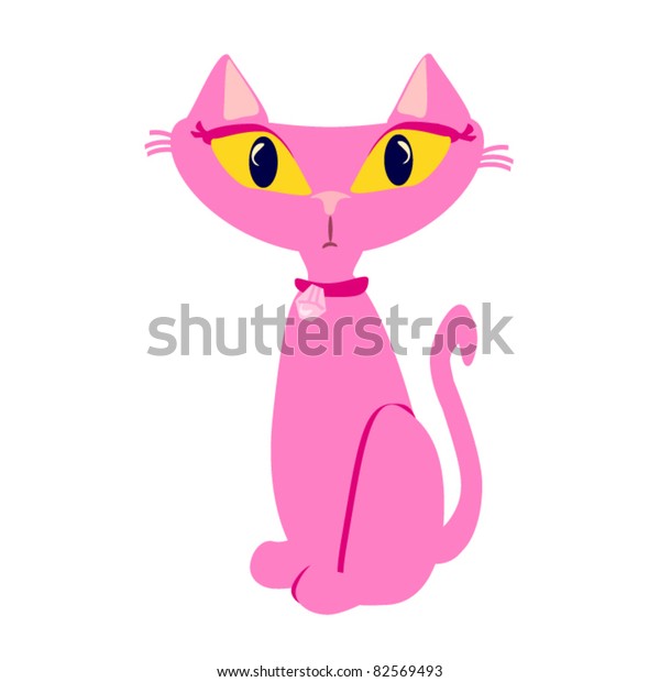 Pink Cat Cartoon Cute Vector Featuring Stock Vector Royalty Free
