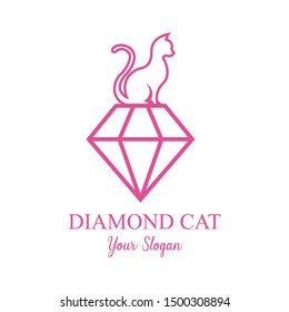 Pink Cat Diamon Logo Animal