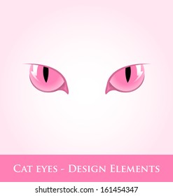 Pink cat eyes design element isolated on pale background