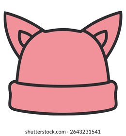 pink cat hat fashion lifestyle flat color vector illustration template design