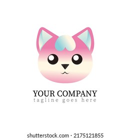 Das Logo der rosafarbenen Katze eignet sich für Kinder, Haustier