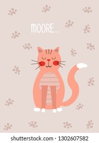 Pink cat on a light background