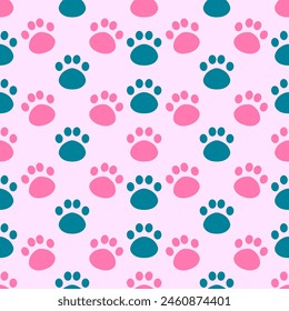 pink cat paw Seamless Pattern 