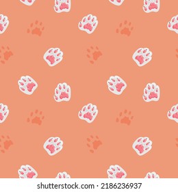 Pink Cat paw sweet cute seamless pattern Gift Wrap wallpaper background
