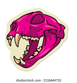 pink cat skull sticker vector illustration