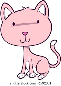 Pink Cat Vector Illustration
