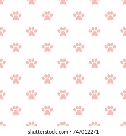 Pink cat's paws trace seamless pattern. Vector illustration