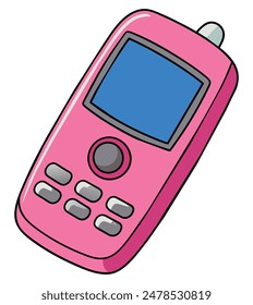Pink cell phone illustration. Vector illustration