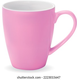 Pink ceramic mug. Vector EPS-10
