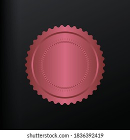 Pink certificate 3d foil seal or medal isolated	