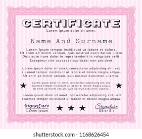 Pink Certificate of achievement. Customizable, Easy to edit and change colors. Easy to print. Sophisticated design. 