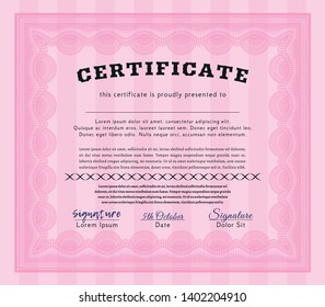 Pink Certificate of achievement. Customizable, Easy to edit and change colors. With linear background. Sophisticated design. 