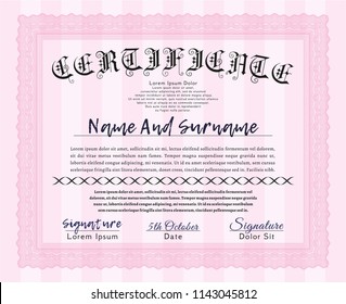 Pink Certificate of achievement. Elegant design. Customizable, Easy to edit and change colors. Easy to print. 