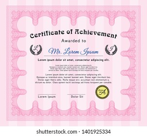 Pink Certificate Diploma Template Quality Background Stock Vector ...