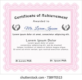 Pink Certificate of achievement. Nice design. With linear background. Customizable, Easy to edit and change colors. 