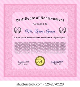 Pink Certificate Achievement Template Great Quality Stock Vector ...