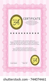 Pink Certificate of achievement template. Printer friendly. Excellent design. Vector illustration. Pink Certificate of achievement template. Printer friendly. Excellent design. Vector illustration.
