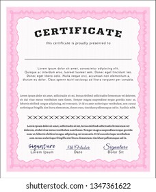 Pink Certificate. With complex linear background. Customizable, Easy to edit and change colors. Perfect design. 
