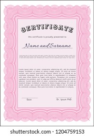 Pink Certificate. Customizable, Easy to edit and change colors. With linear background. Elegant design. 
