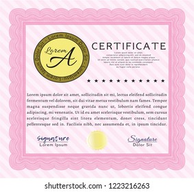 Pink Certificate. Customizable, Easy to edit and change colors. With great quality guilloche pattern. Sophisticated design. 